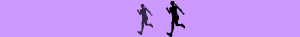 An illustration of 2 women running on a light purple background